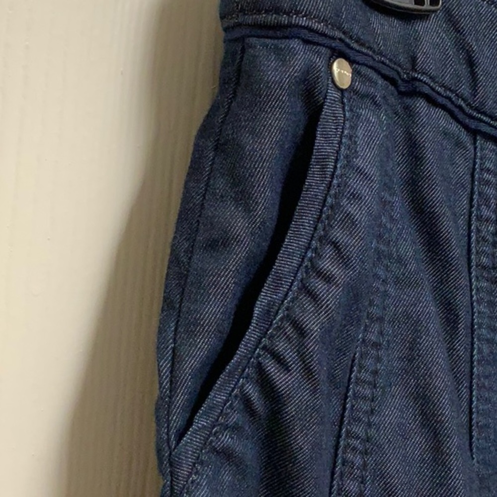 Long dark wash chambray denim skirt - Picture 2 of 5